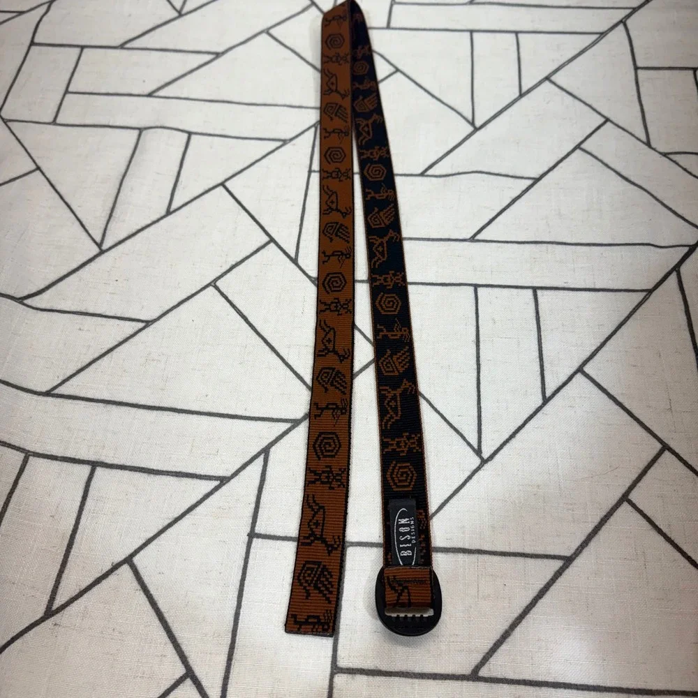 Bison Designs Web Belt 44 Brown Black Southwestern Petroglyph USA Made